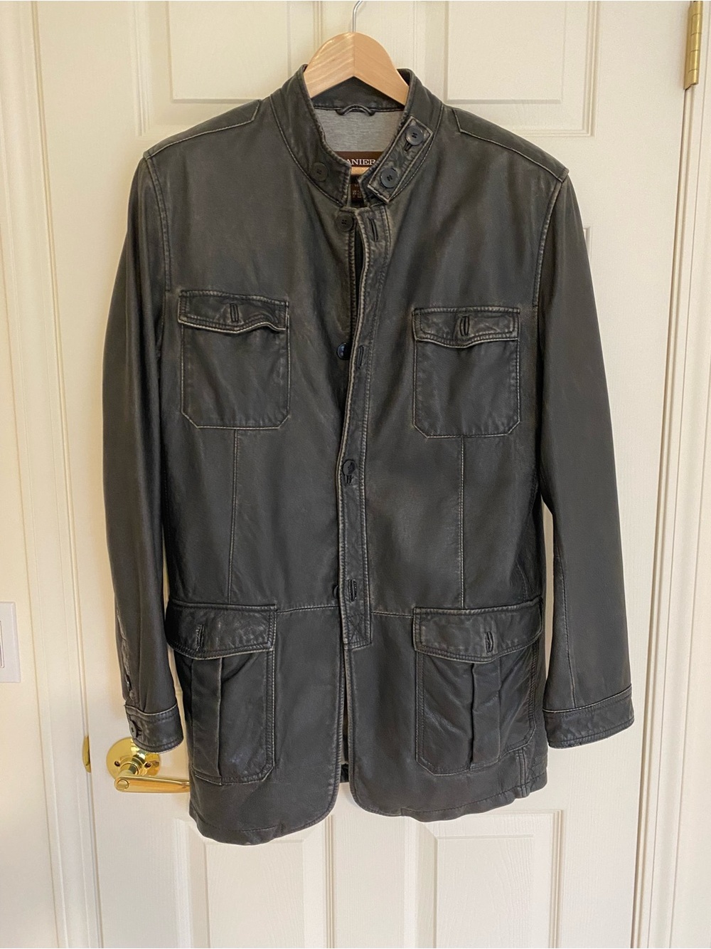 Danier Black Leather Military Field Jacket